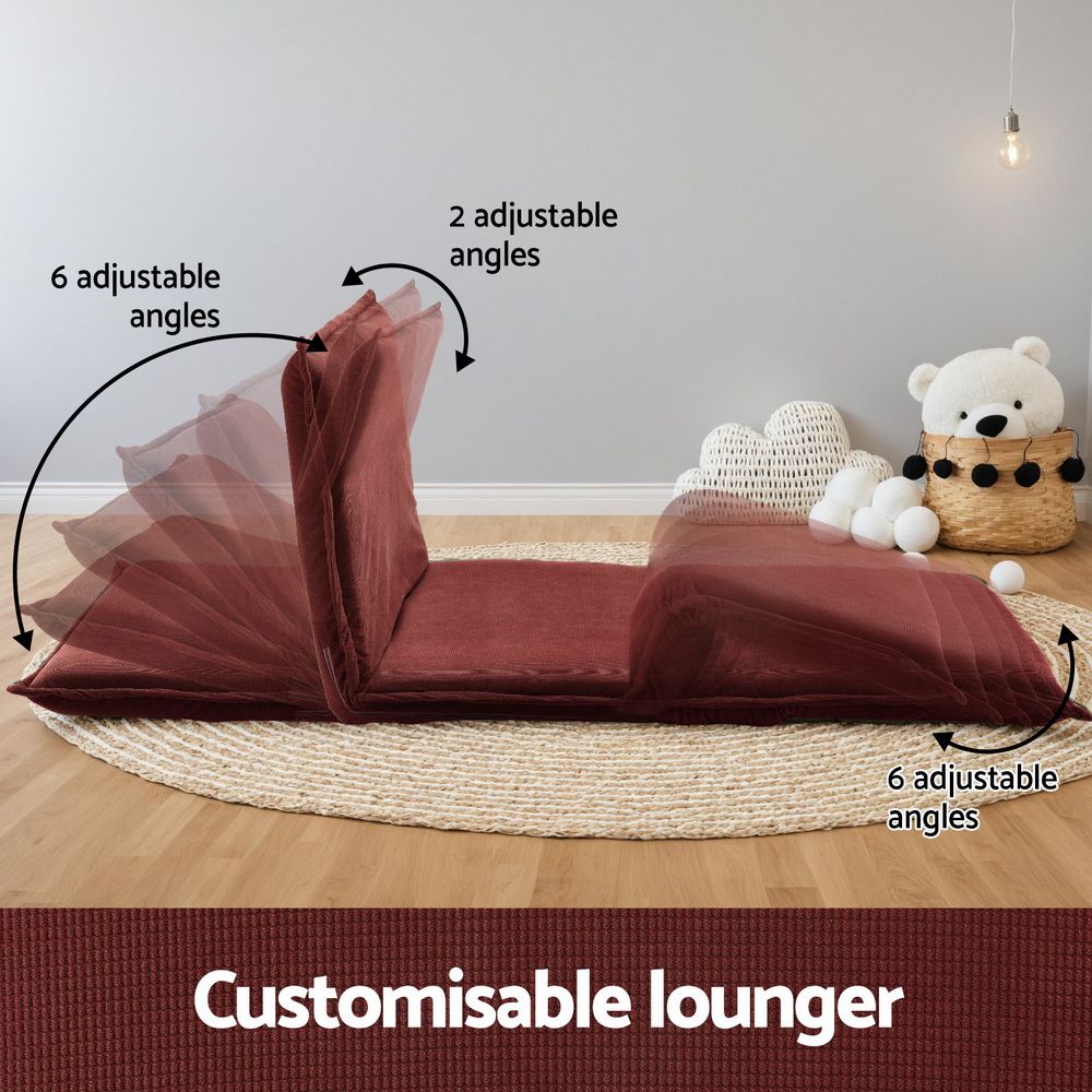 Artiss Floor Lounge Sofa Bed Foldable 2 Seater Orange