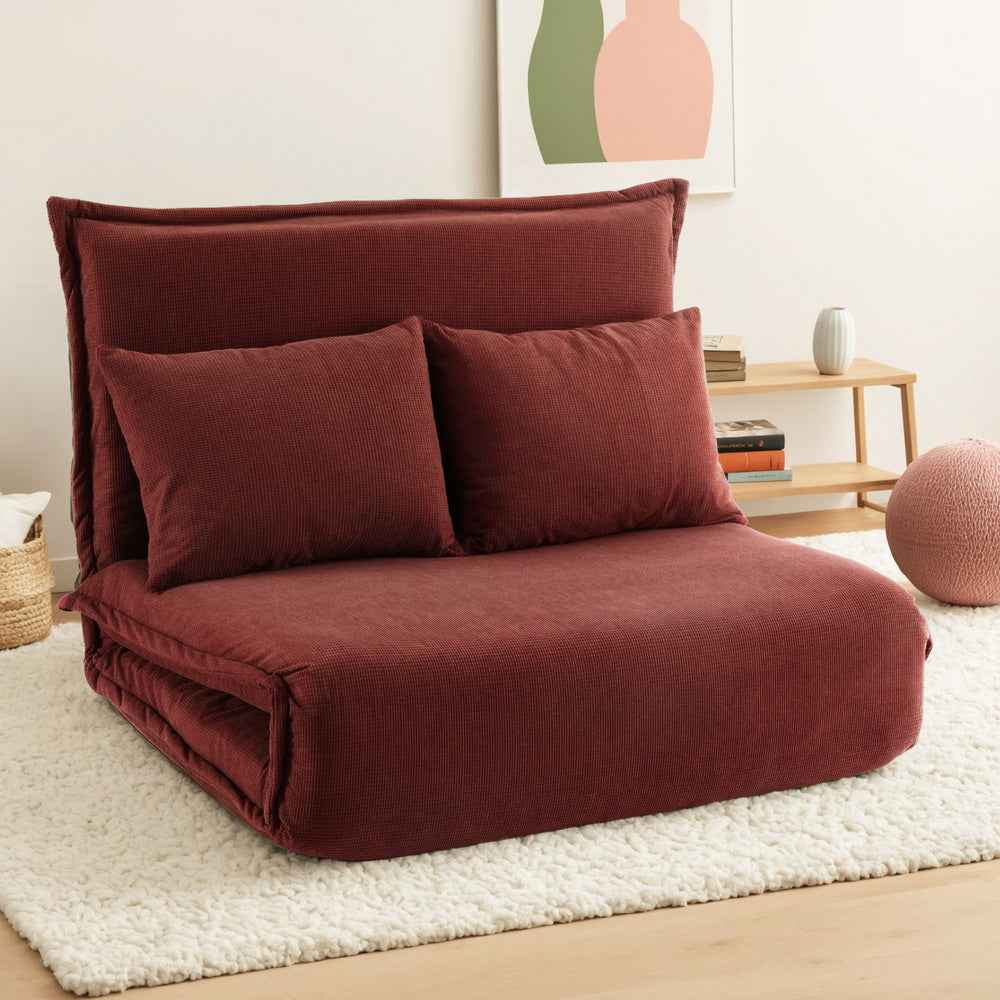 Artiss Floor Lounge Sofa Bed Foldable 2 Seater Orange