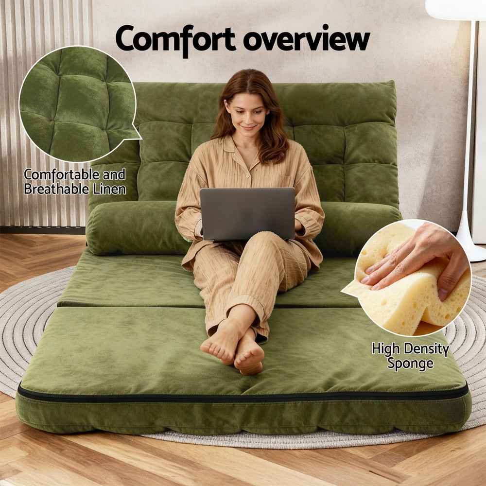 ArtissLounge Sofa Bed 2 seater Green Fabric