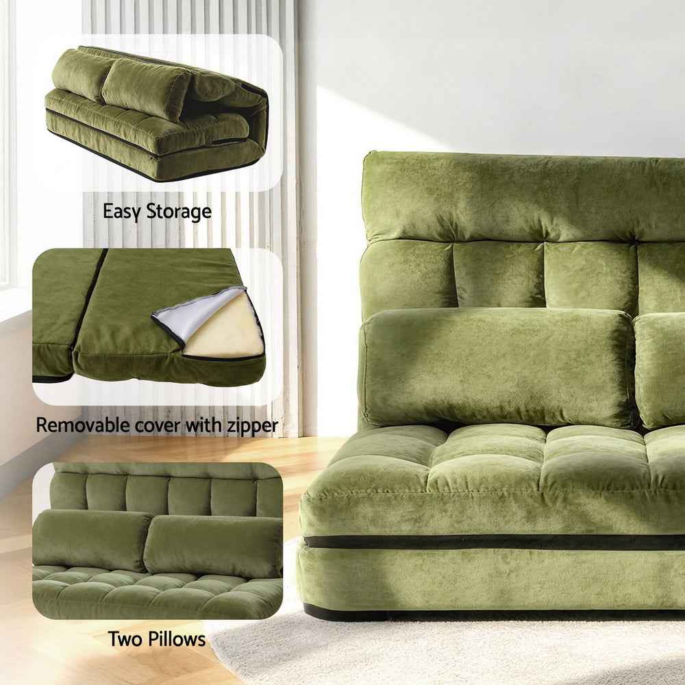 ArtissLounge Sofa Bed 2 seater Green Fabric