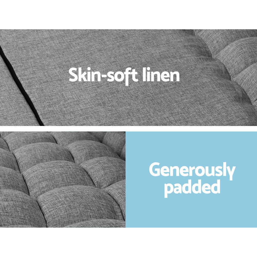 Artiss Lounge Sofa Bed 2-seater Grey Fabric - YDS.com.au