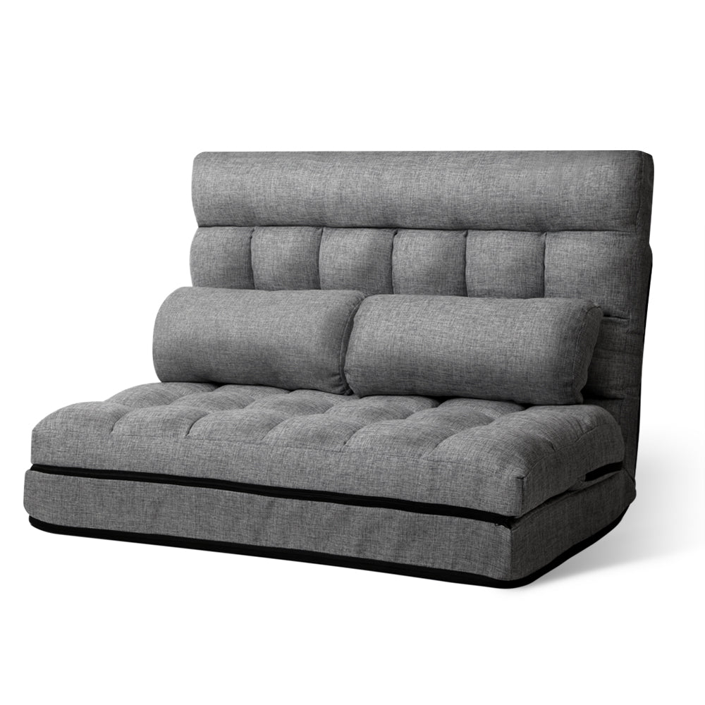 Artiss Lounge Sofa Bed 2-seater Grey Fabric - YDS.com.au