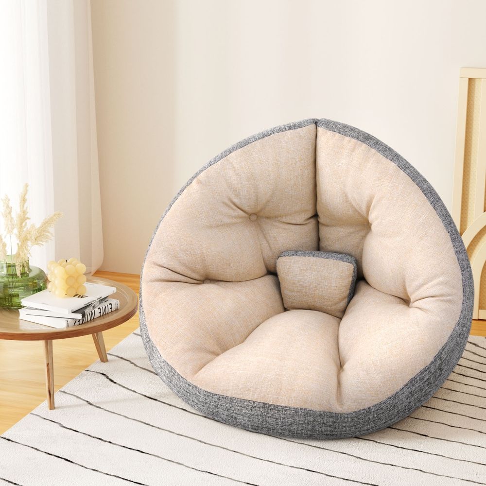 Artiss Floor Lounge Sofa Bed Chair Foldable Washable Beige