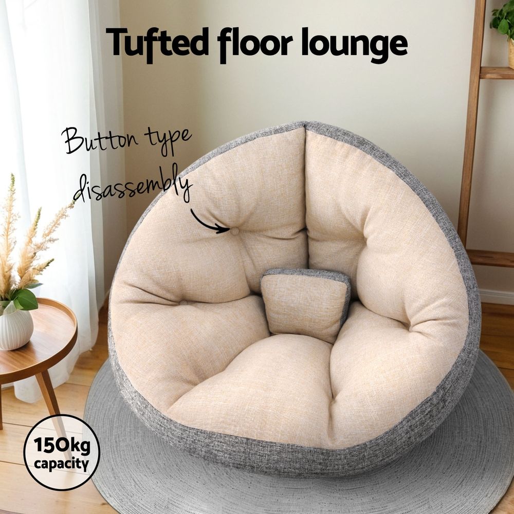 Artiss Floor Lounge Sofa Bed Chair Foldable Washable Beige