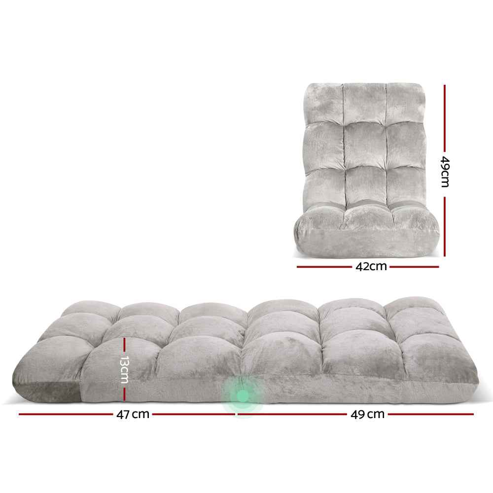 Artiss 2X Lounge Sofa Bed Flannel Fabric Grey