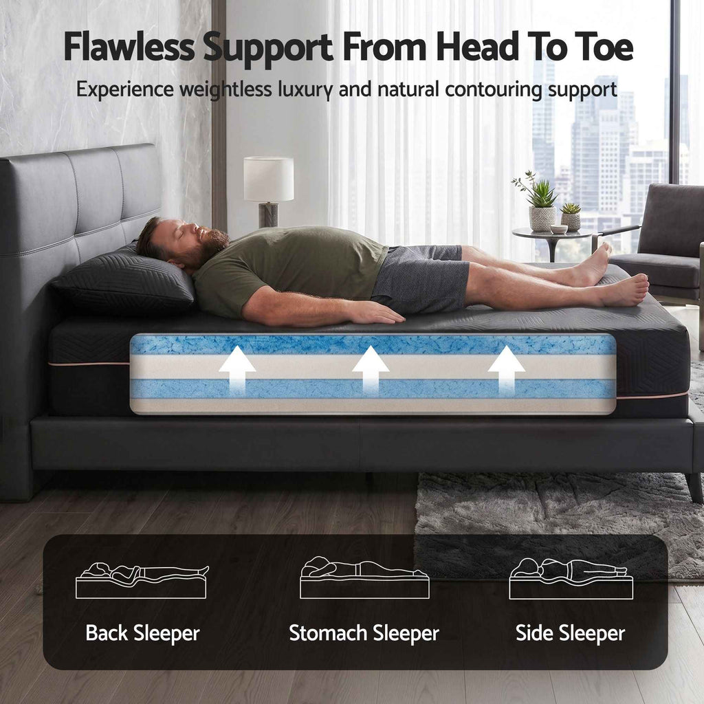 Giselle King Single Cooling Memory Foam Mattress Medium Firm with Gel Comfort 30cm