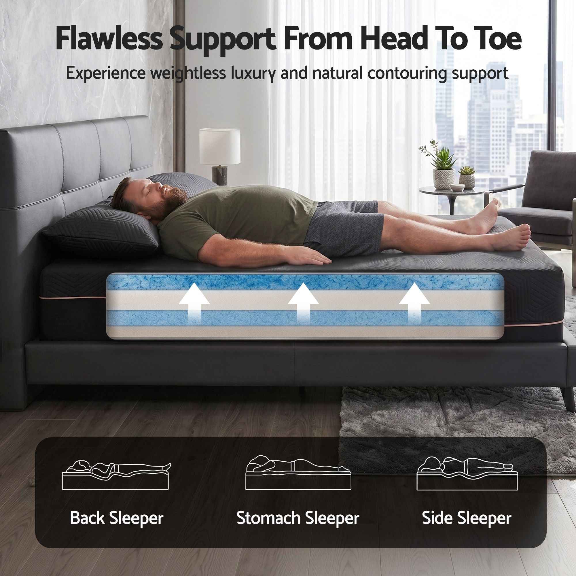 Giselle Queen Cooling Memory Foam Mattress Medium Firm with Gel Comfort 30cm