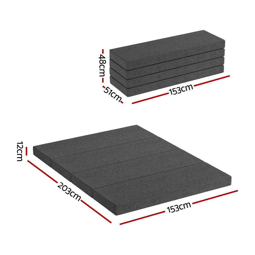 Giselle Bedding Foldable Mattress Folding Foam Mattresses Portable Mat Queen - YDS.com.au
