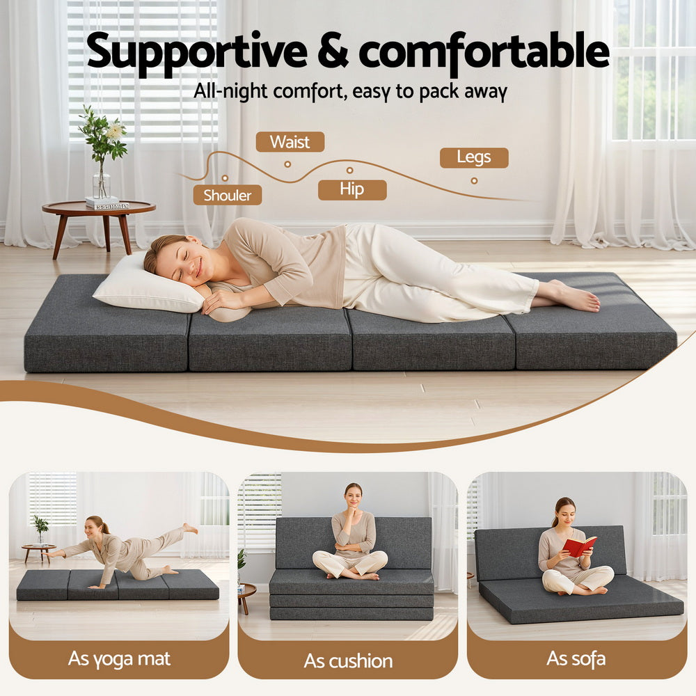 Giselle Bedding Foldable Mattress Folding Foam Mattresses Portable Mat Queen - YDS.com.au