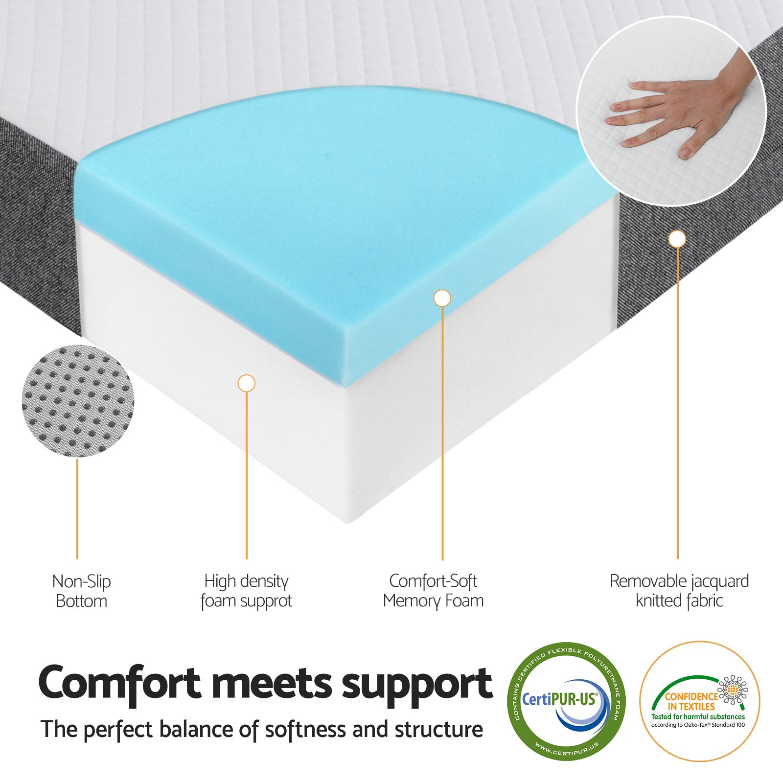 Giselle Bedding Foldable Mattress Folding Sofa Bed Tri-Fold Memory Foam Tencel Queen