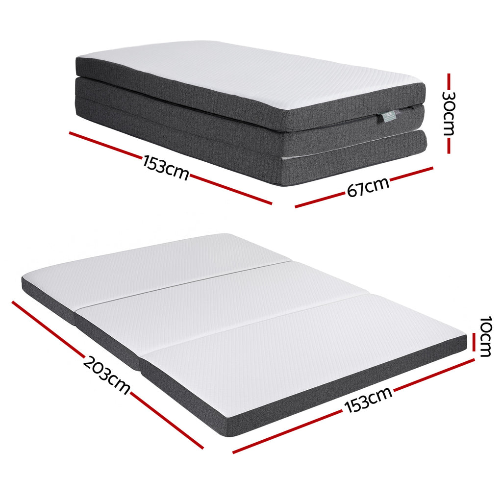 Giselle Bedding Foldable Mattress Folding Sofa Bed Tri-Fold Memory Foam Tencel Queen