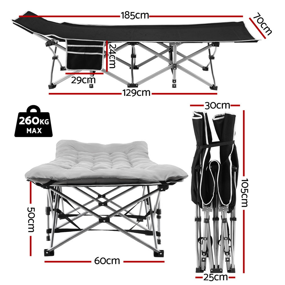 Artiss Folding Bed With Mattress Heavy Duty Grey 185CM