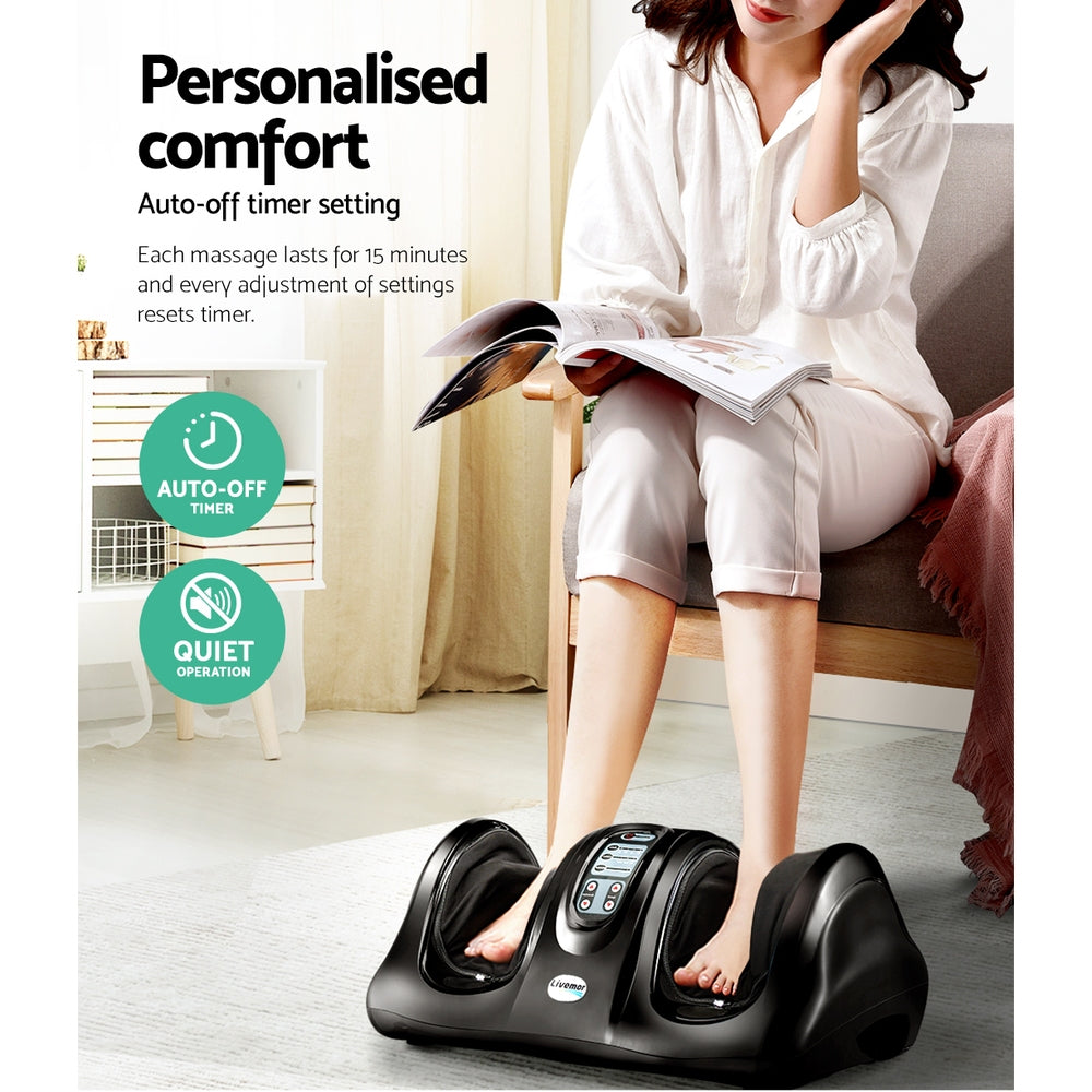 Livemor Foot Massager Shiatsu Massagers Electric Remote Roller Kneading Black - YDS.com.au