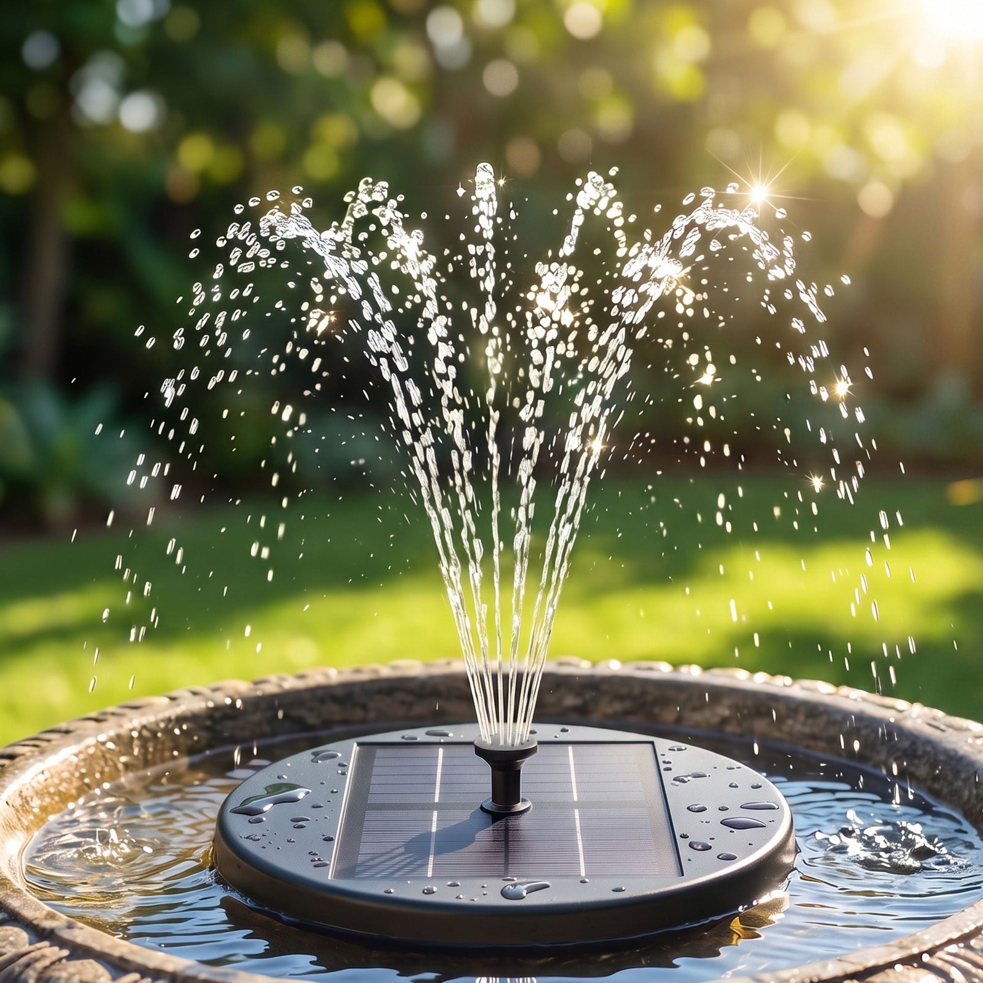 Gardeon Solar Fountain Pumps Bird Bath Battery Backup LED Remote Black 27cm