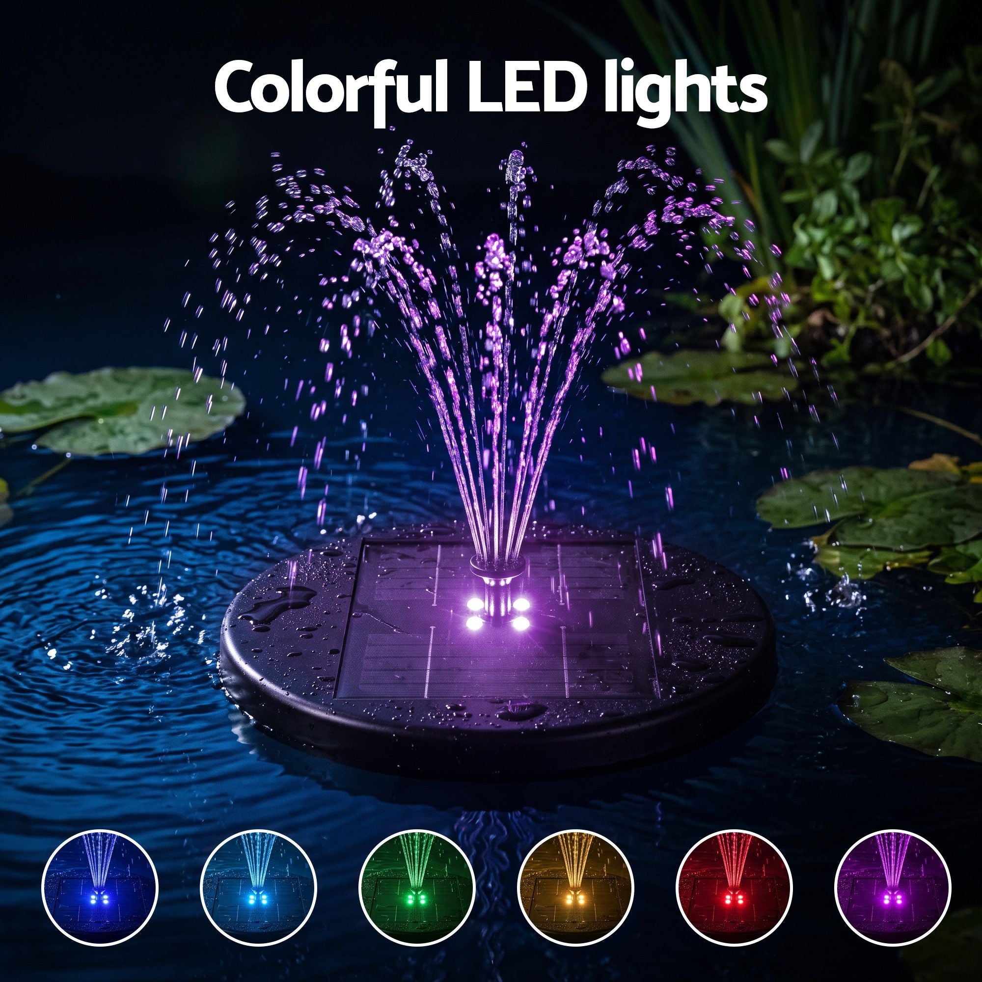 Gardeon Solar Fountain Pumps Bird Bath Battery Backup LED Remote Black 27cm