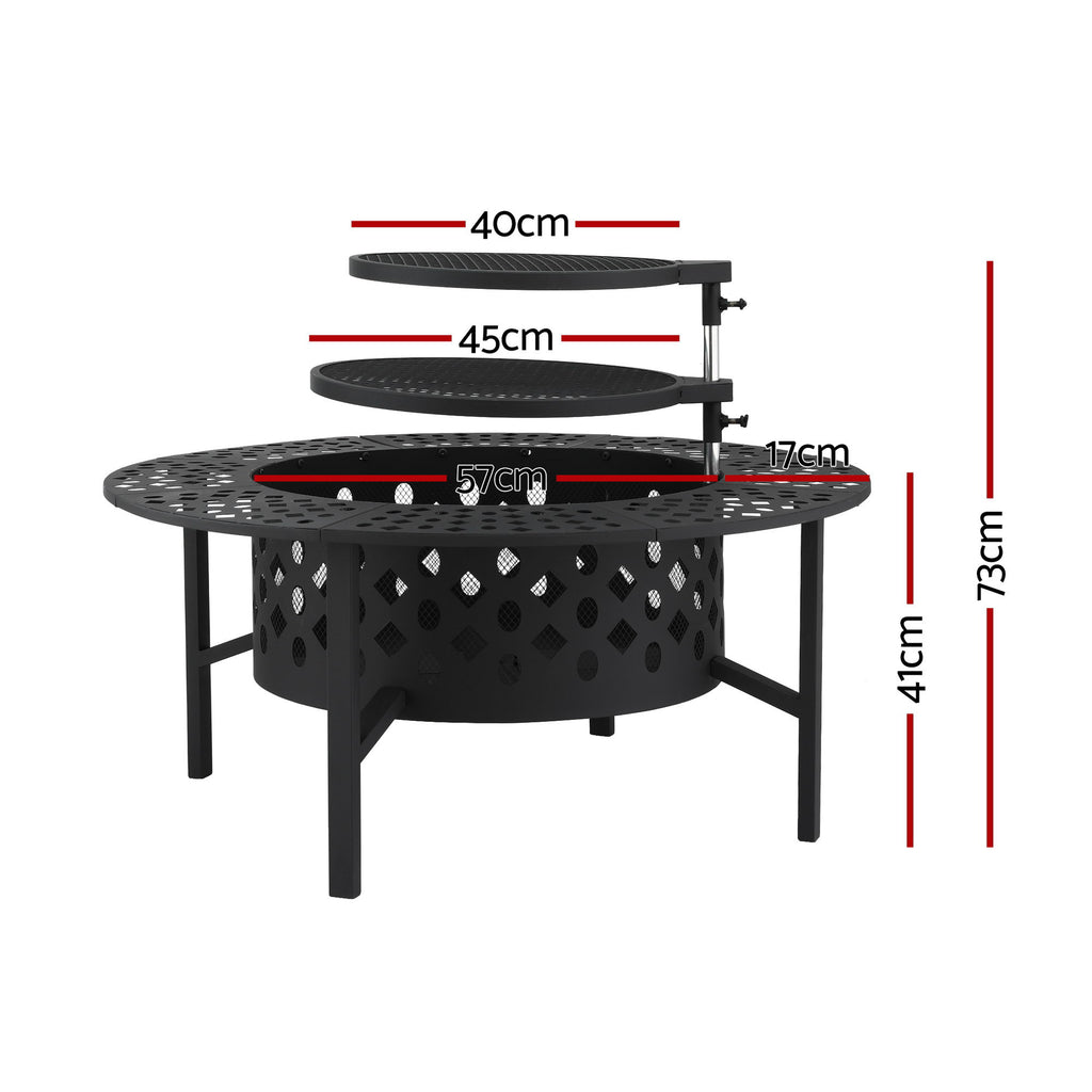 Grillz Fire Pit BBQ Charcoal Smoker Portable Mesh Pits Outdoor Camping Fireplace