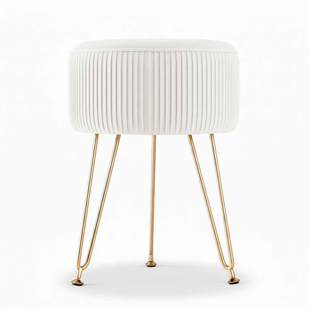 Artiss Ottoman Foot Stool Vanity Velvet Round White