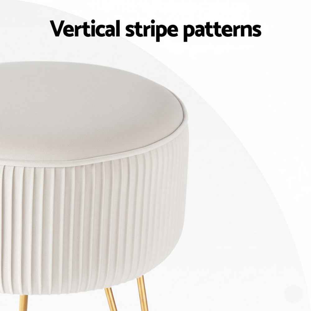 Artiss Ottoman Foot Stool Vanity Velvet Round White