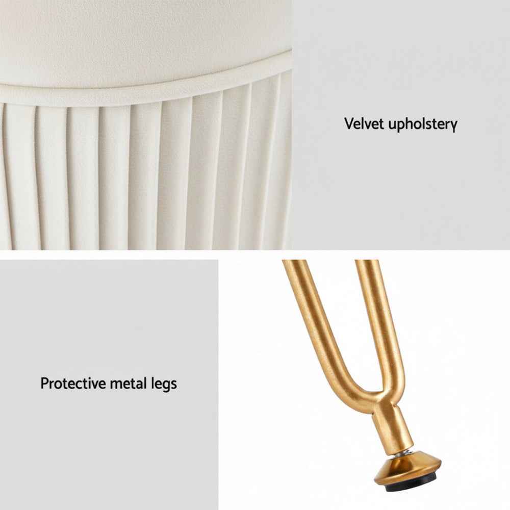 Artiss Ottoman Foot Stool Vanity Velvet Round White