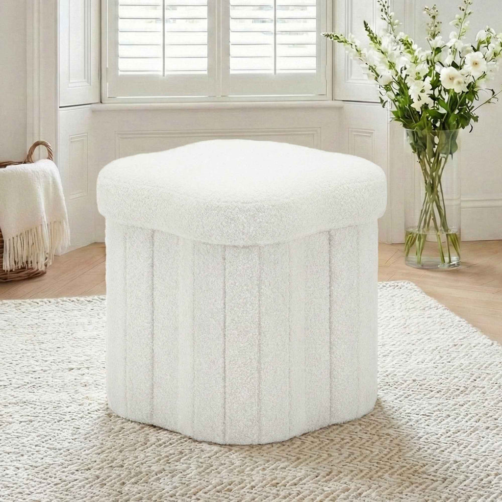 Artiss Storage Ottoman Foot Stool Foldable White