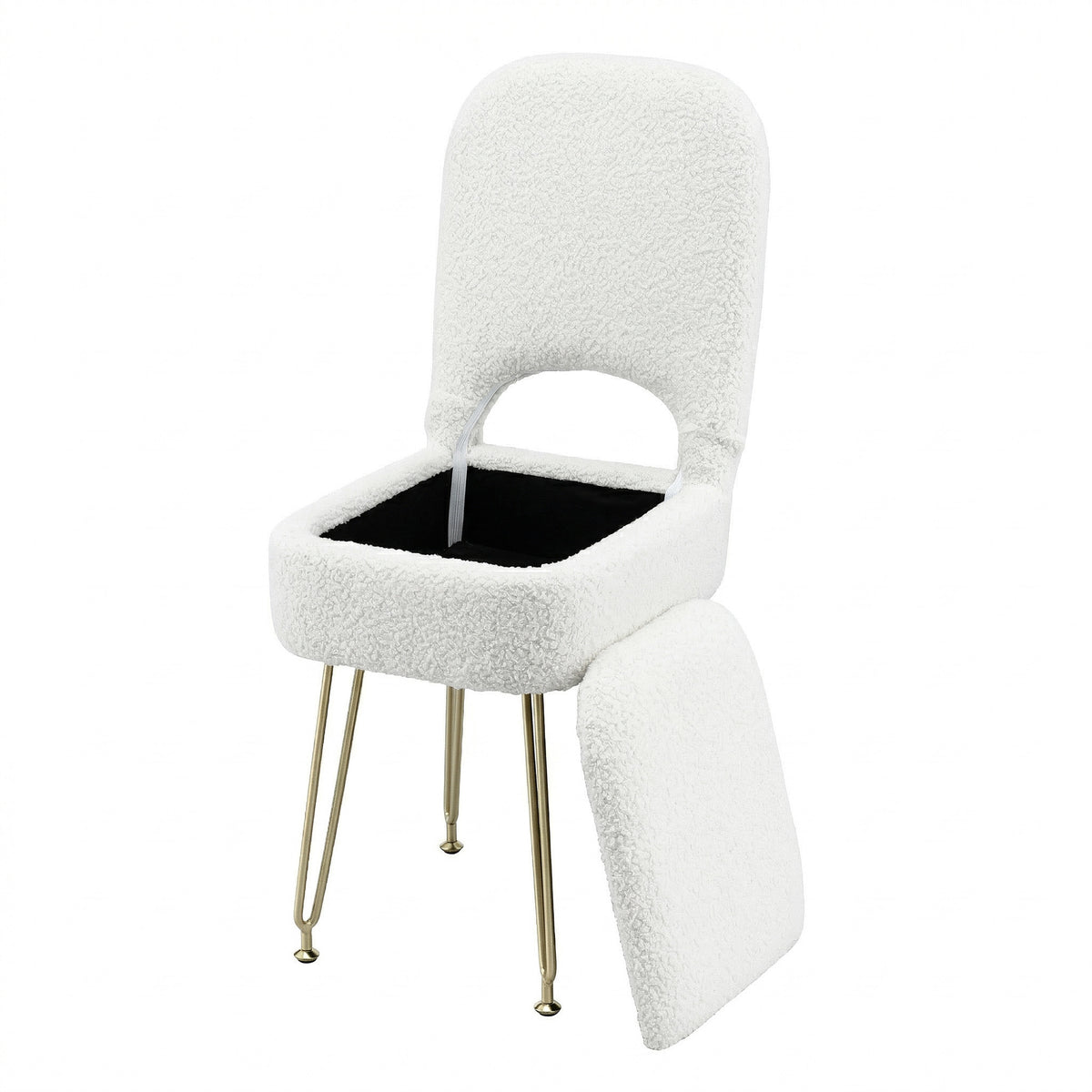 Artiss Storage Ottoman Vanity Stool Foot Stool Folding Back White