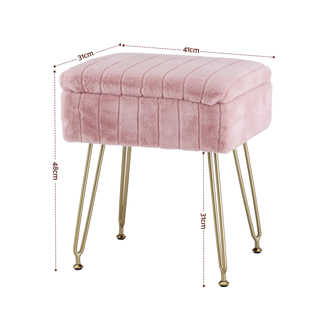 Artiss Storage Ottoman Vanity Foot Stool Pink