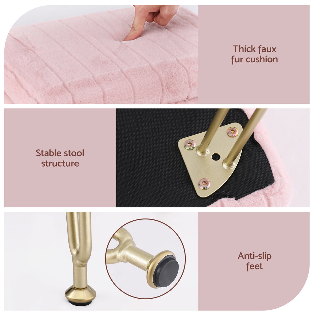 Artiss Storage Ottoman Vanity Foot Stool Pink
