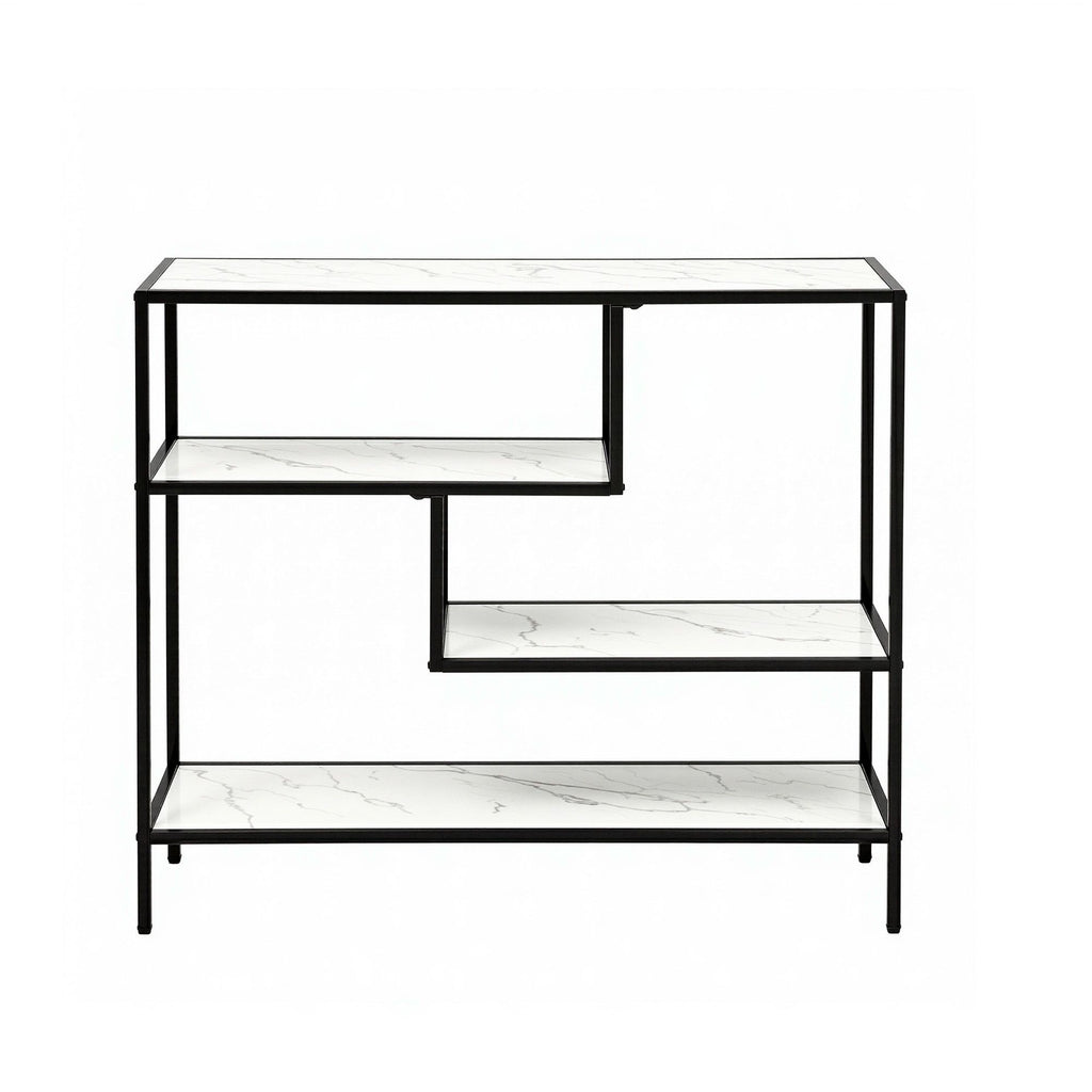 Artiss Console Table Entryway Hallway Marble Effect 4-Tier Storage Shelves White