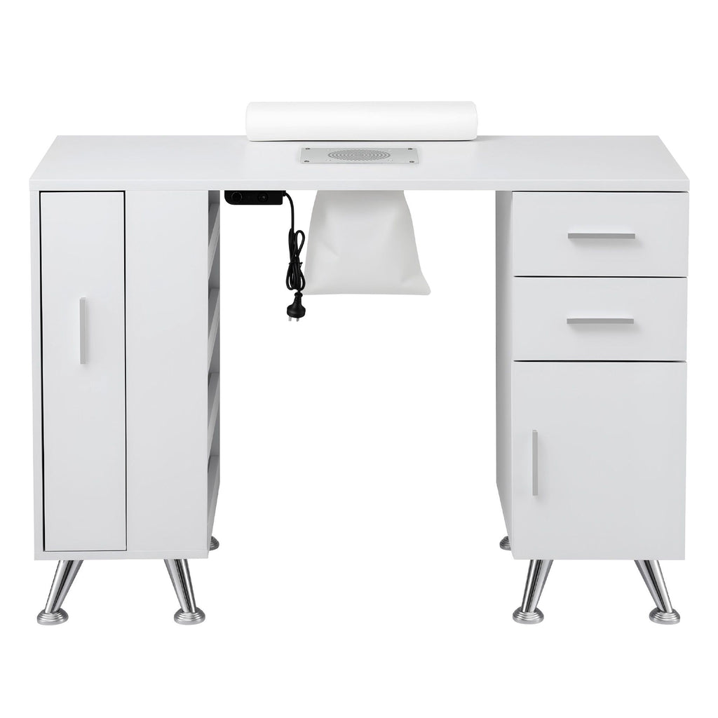 Artiss Manicure Table Nail Desk with Built-in Dust Collector Beauty Salon Station Drawers Shelves Wrist Cushion White