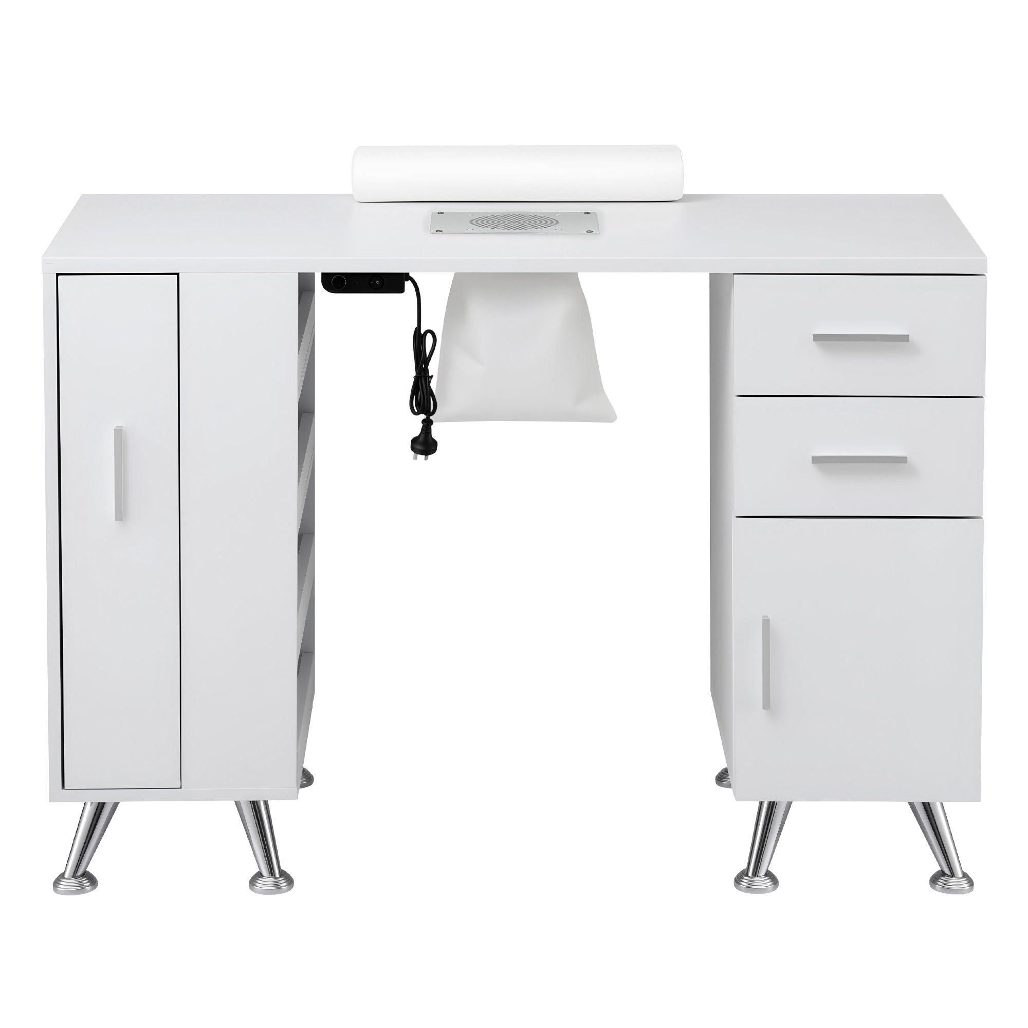 Artiss Manicure Table Nail Desk with Built-in Dust Collector Beauty Salon Station Drawers Shelves Wrist Cushion White