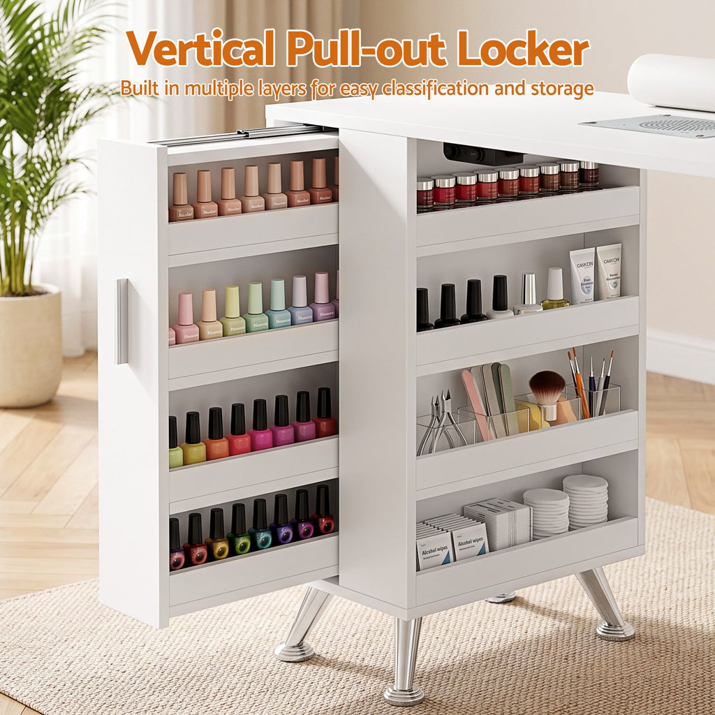 Artiss Manicure Table Nail Desk with Built-in Dust Collector Beauty Salon Station Drawers Shelves Wrist Cushion White