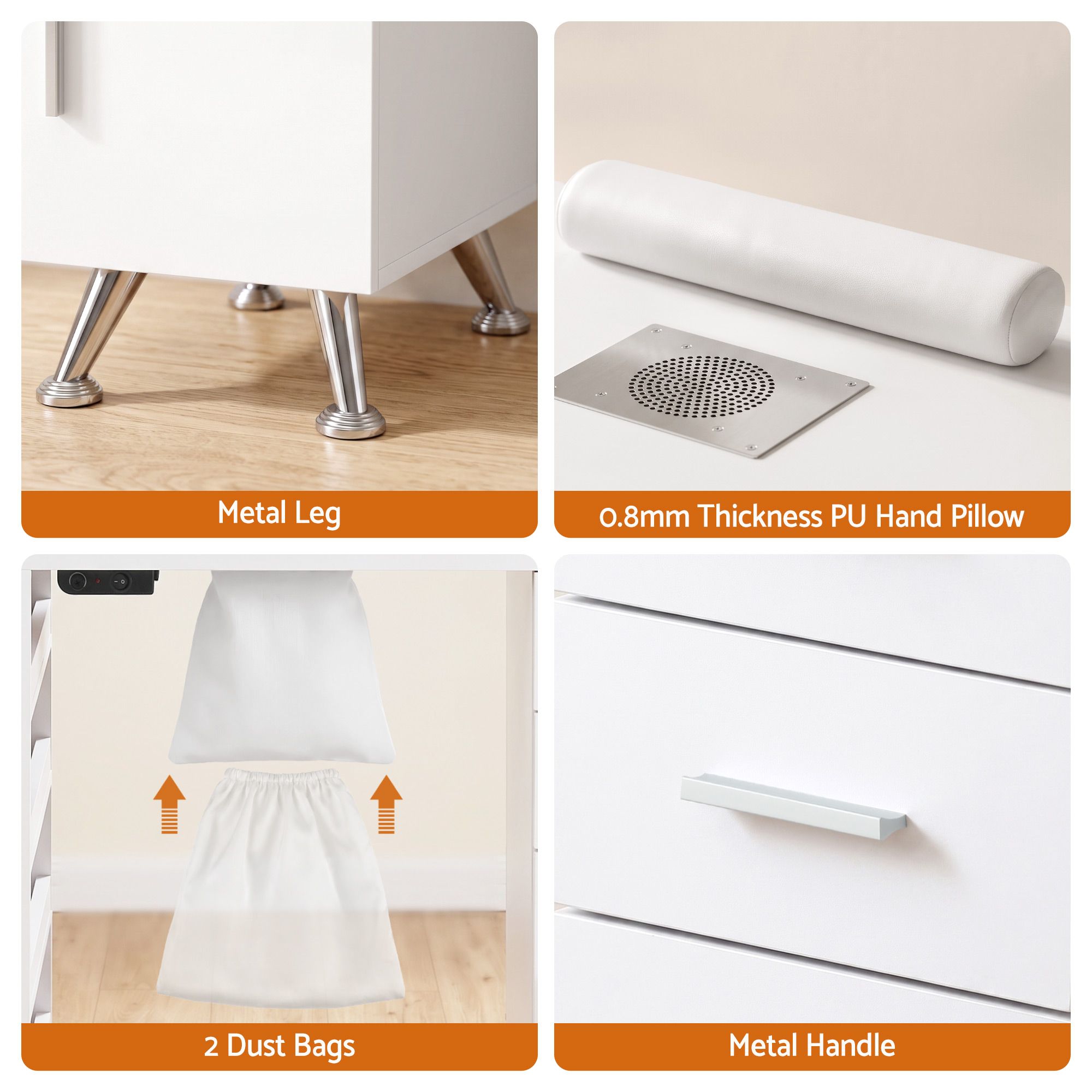 Artiss Manicure Table Nail Desk with Built-in Dust Collector Beauty Salon Station Drawers Shelves Wrist Cushion White