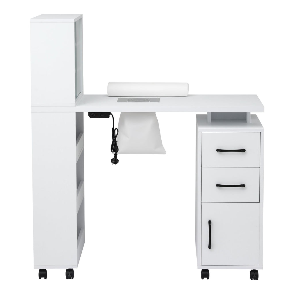Artiss Manicure Table Nail Desk with Built-in Dust Collector Beauty Salon Station Drawers Shelves Wrist Cushion White