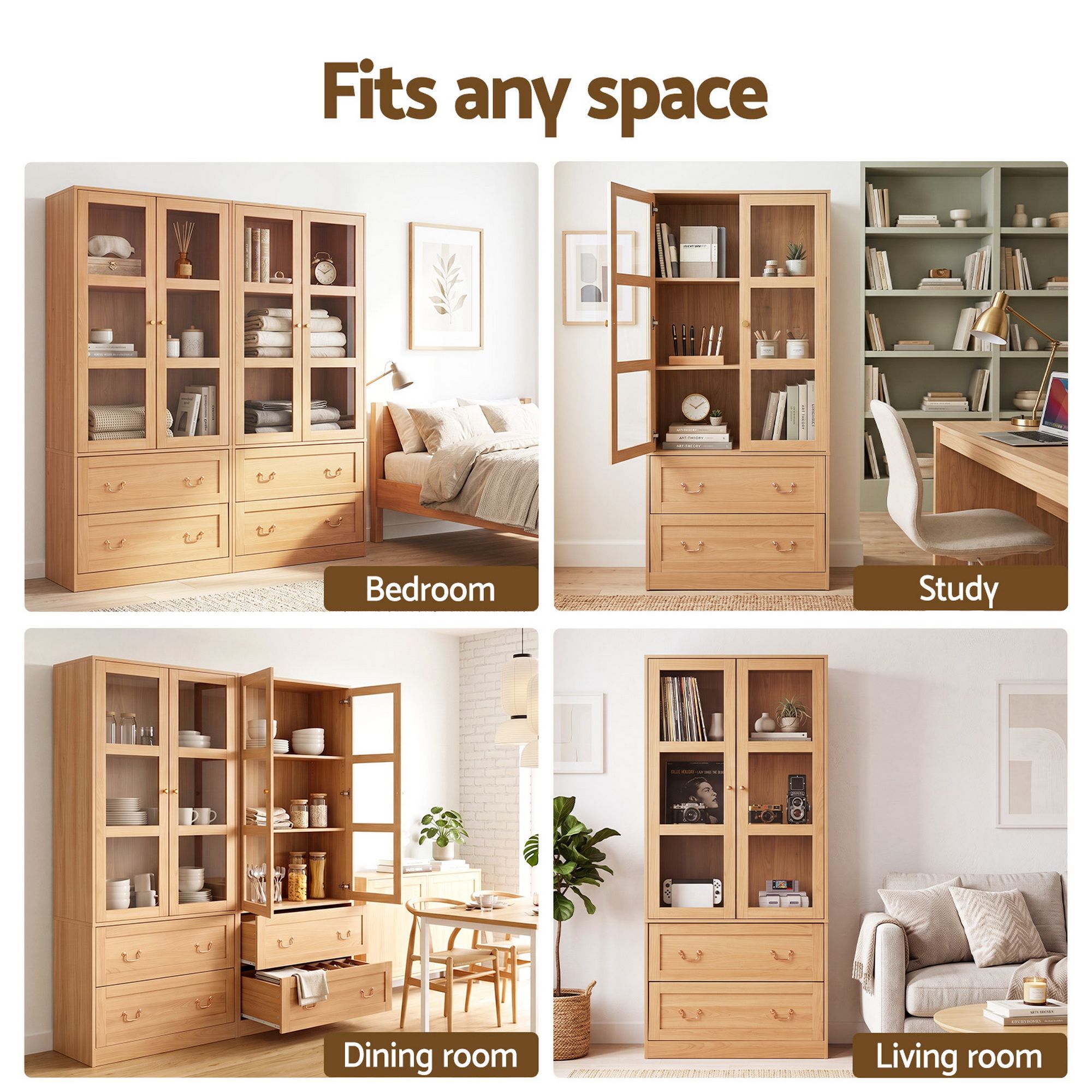 Artiss Buffet Sideboard Cabinets X2 180cm Hutch Storage Kitchen Drawer Door Wood