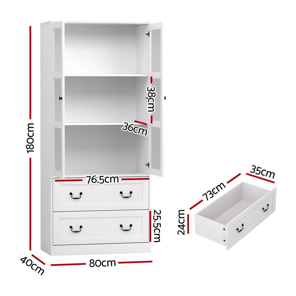 Artiss Buffet Sideboard 180cm Hutch Storage Cabinet Kitchen Drawer Door White