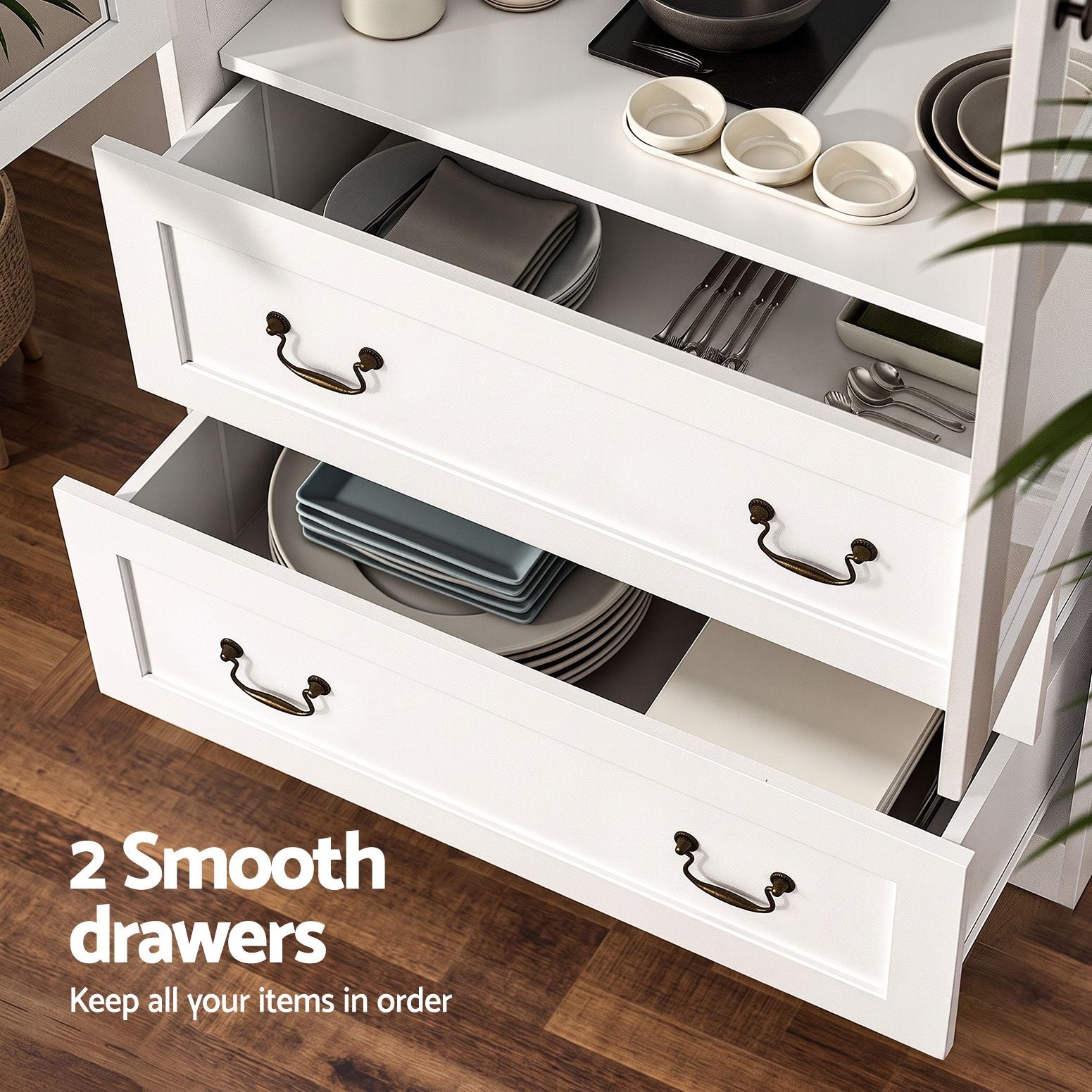 Artiss Buffet Sideboard 180cm Hutch Storage Cabinet Kitchen Drawer Door White