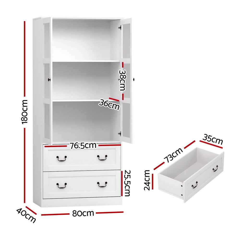 Artiss Buffet Sideboard 180cm Hutch Storage Cabinet Kitchen Drawer Door White