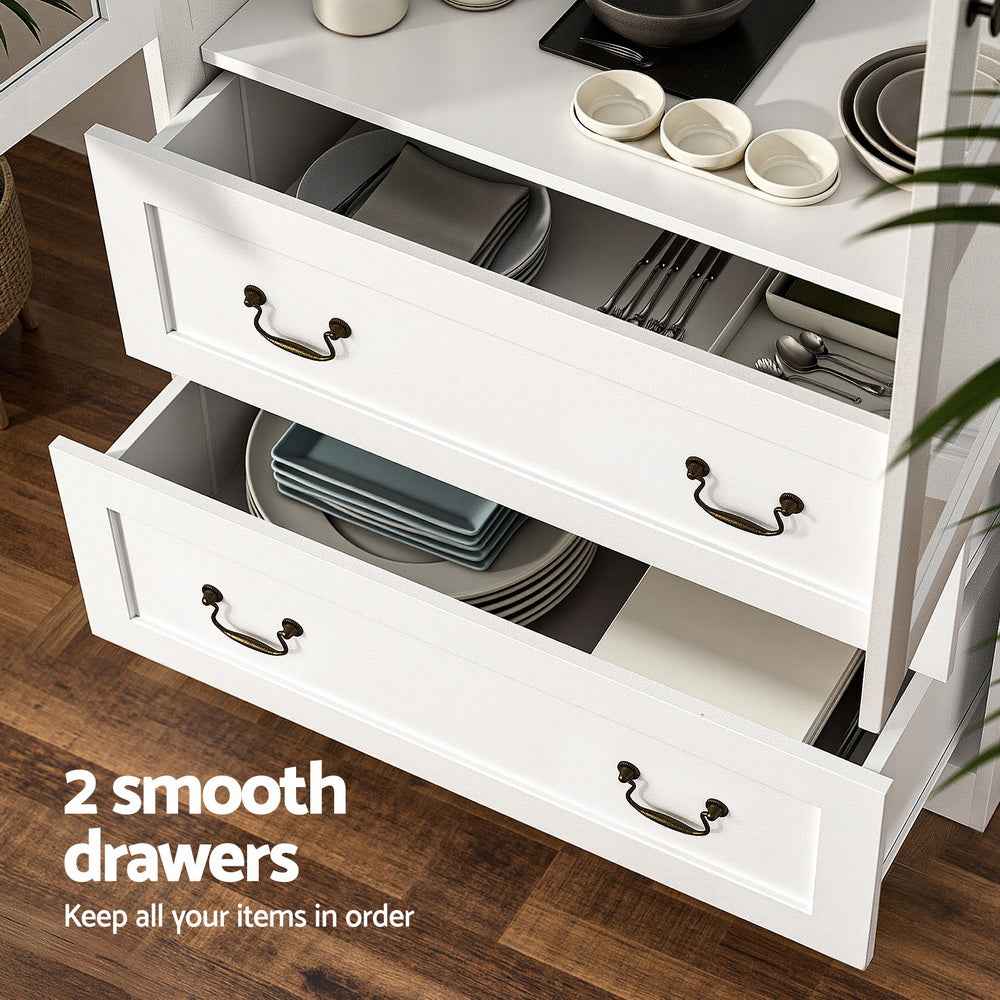 Artiss Buffet Sideboard 180cm Hutch Storage Cabinet Kitchen Drawer Door White
