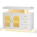 Artiss Buffet Sideboard Cabinet LED Clear Door Kitchen Storage Drawers White