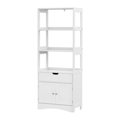 Artiss Bathroom Floor Storage Cabinet with 2 Drawers 3 Open Shelves 2 Doors White