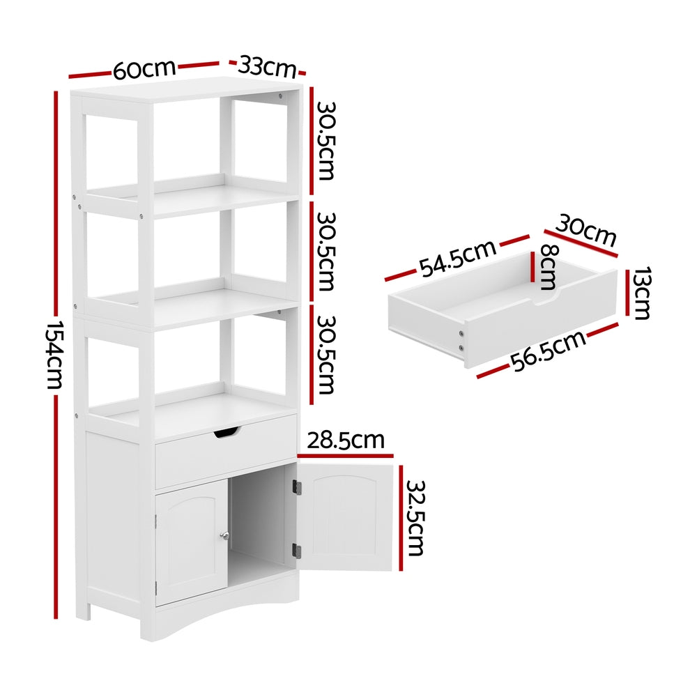 Mueble de baño Artiss con 2 cajones, 3 estantes abiertos y 2 puertas, color blanco