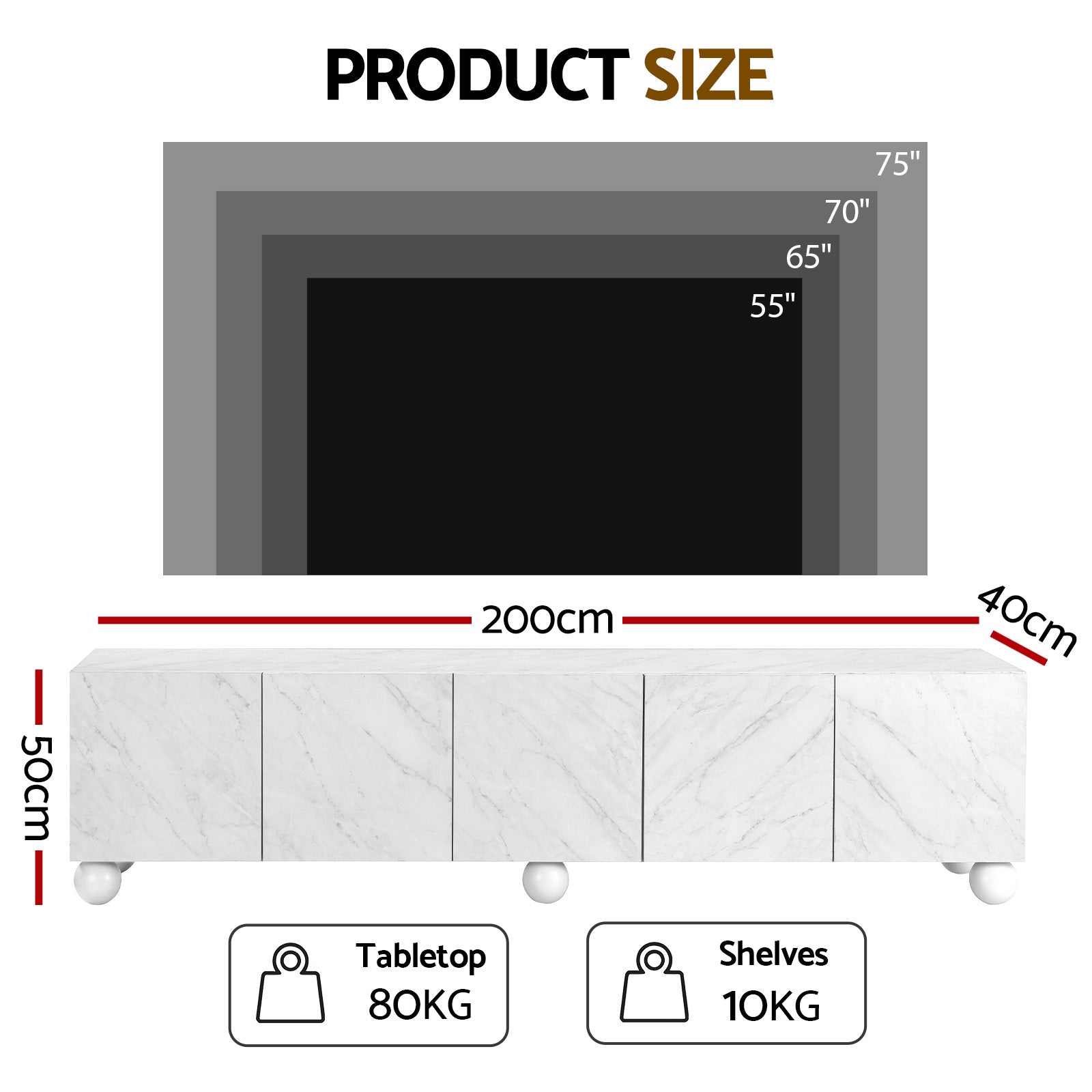 Artiss TV Unit Entertainment Unit Storage Cabinet 200cm White