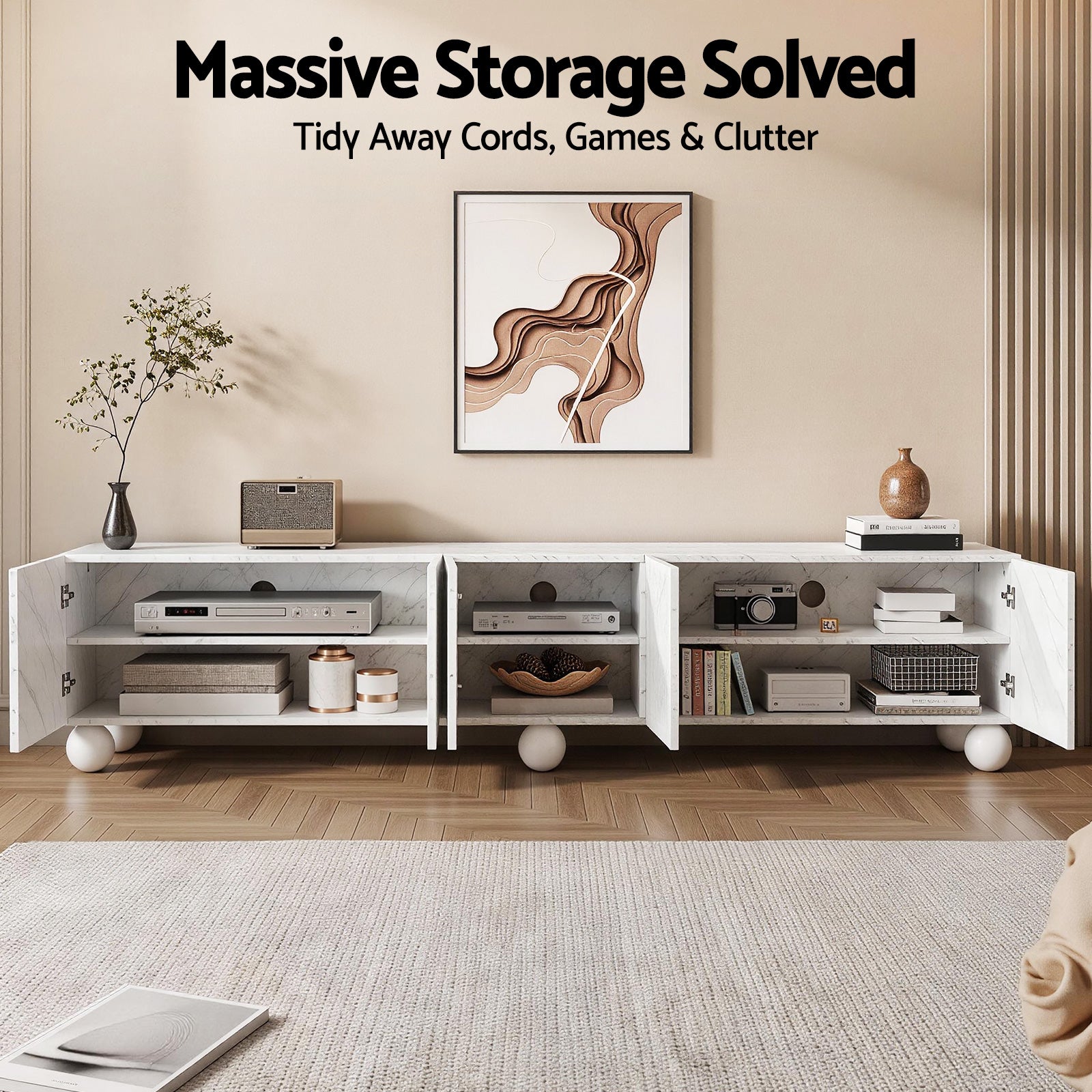 Artiss TV Unit Entertainment Unit Storage Cabinet 200cm White