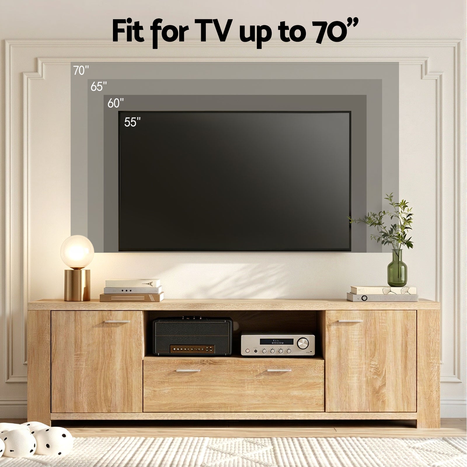 Artiss 180cm TV Unit Entertainment Unit Storage Drawer Cabinet Pine
