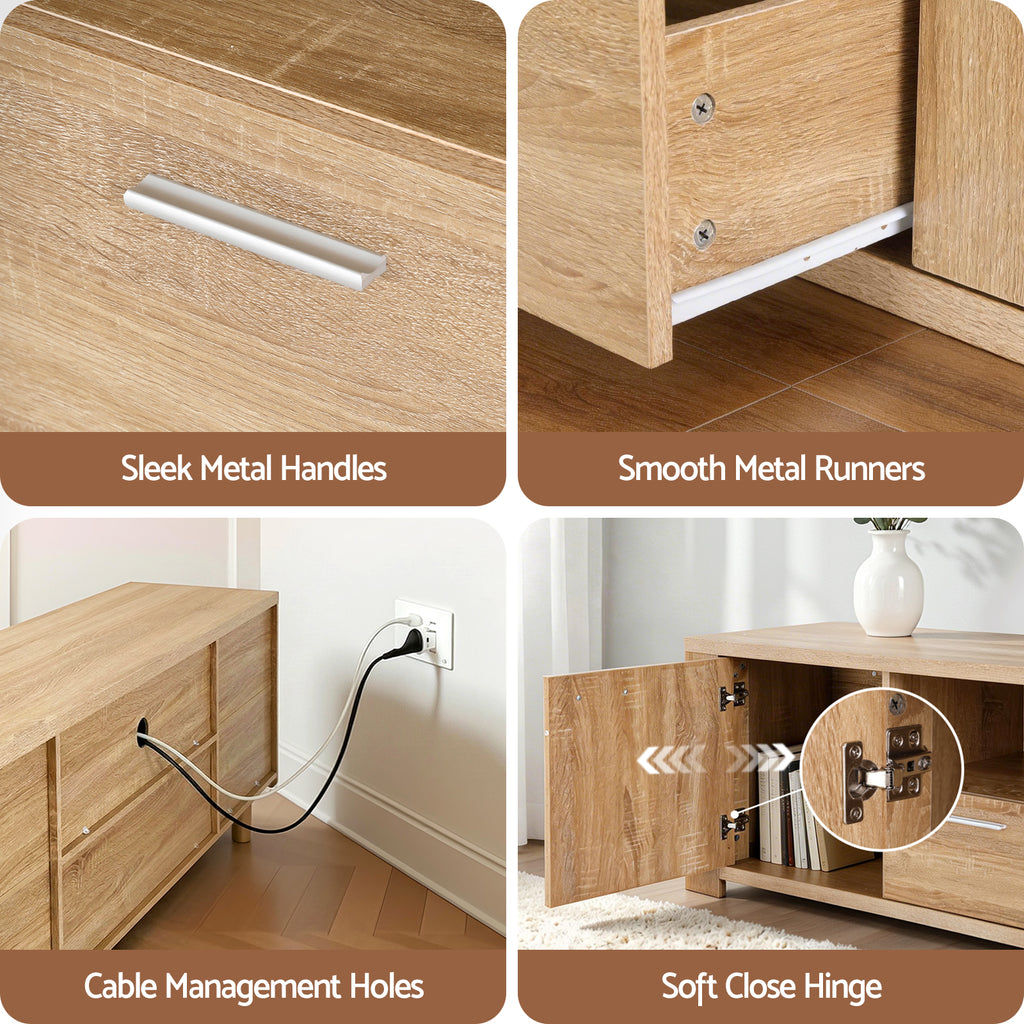 Artiss 180cm TV Unit Entertainment Unit Storage Drawer Cabinet Pine