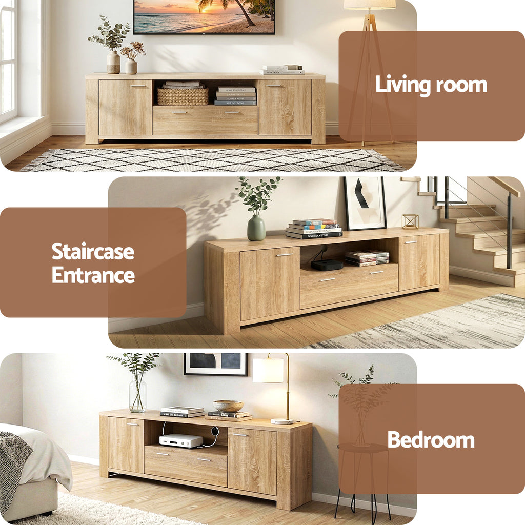 Artiss 180cm TV Unit Entertainment Unit Storage Drawer Cabinet Pine