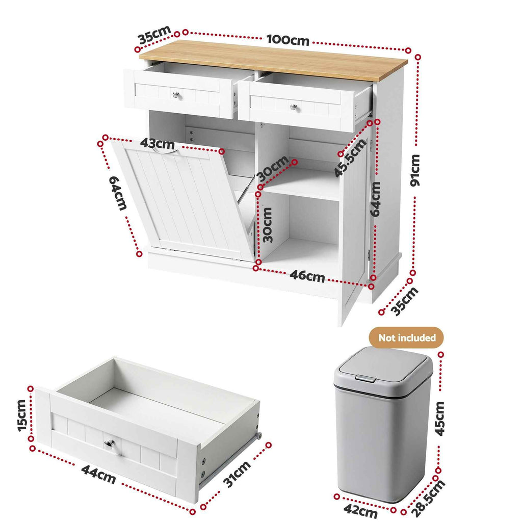 Artiss Buffet Sideboard Cabinet Kitchen Tilt Out Bin Holder Storage Cupboard