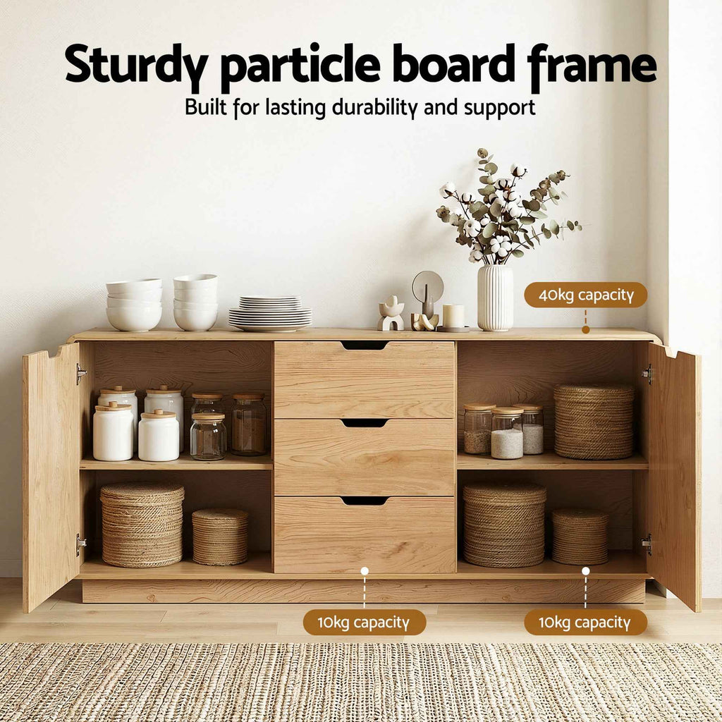Artiss Buffet Sideboard Cabinet Storage Kitchen Cupboard Drawers Round Edge Oak