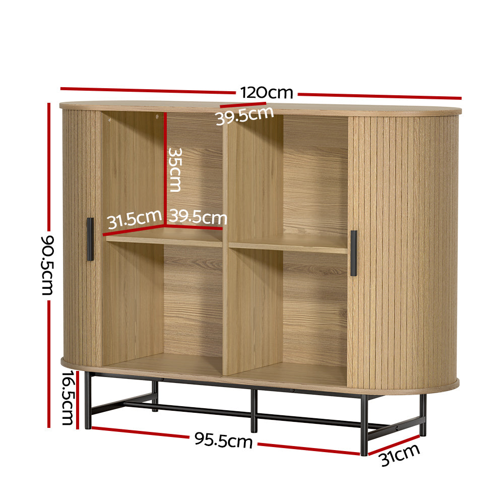 Aparador tipo buffet Artiss con puertas corredizas, armario de almacenamiento para despensa, roble PIIA