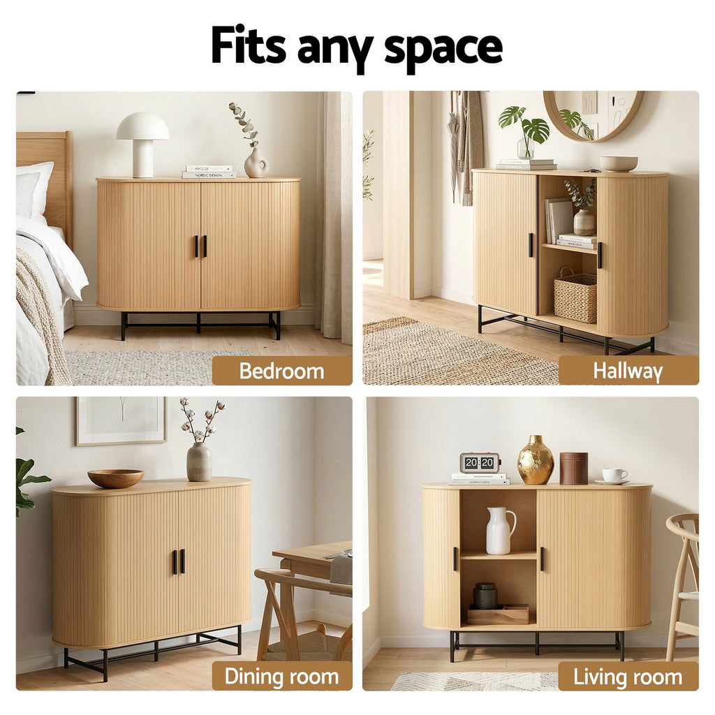 Aparador tipo buffet Artiss con puertas corredizas, armario de almacenamiento para despensa, roble PIIA